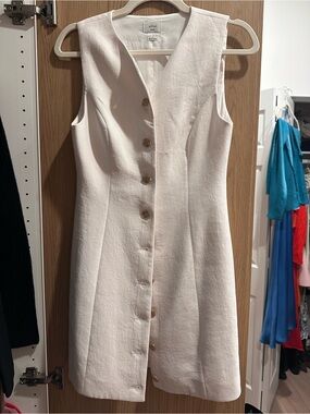 Wilfred Sleeveless Button-Front Midi Dress in Cream